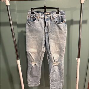 Levi’s Wedgie Straight Light Blue Distressed Jeans